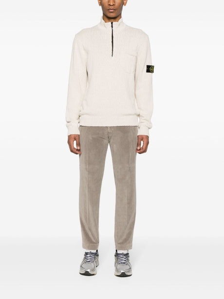 STONE ISLAND Men's White Zippered Sweatshirt - 24SS Season - Long Tops