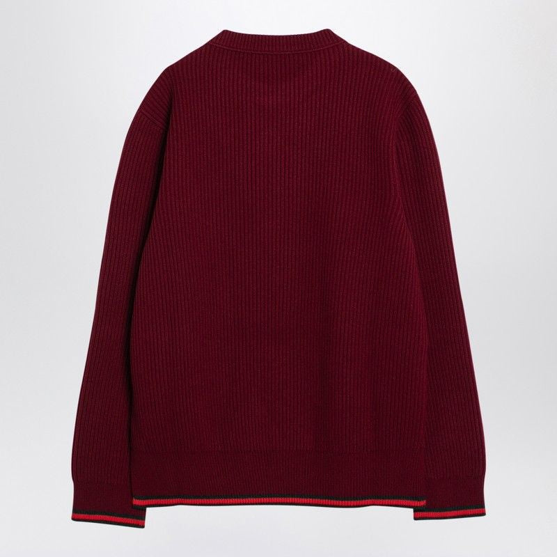 GUCCI Men's Burgundy Wool and Cashmere Crew-Neck Jumper