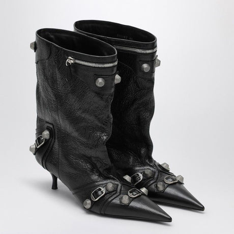 BALENCIAGA Chic Leather Ankle Boots with Decorative Studs