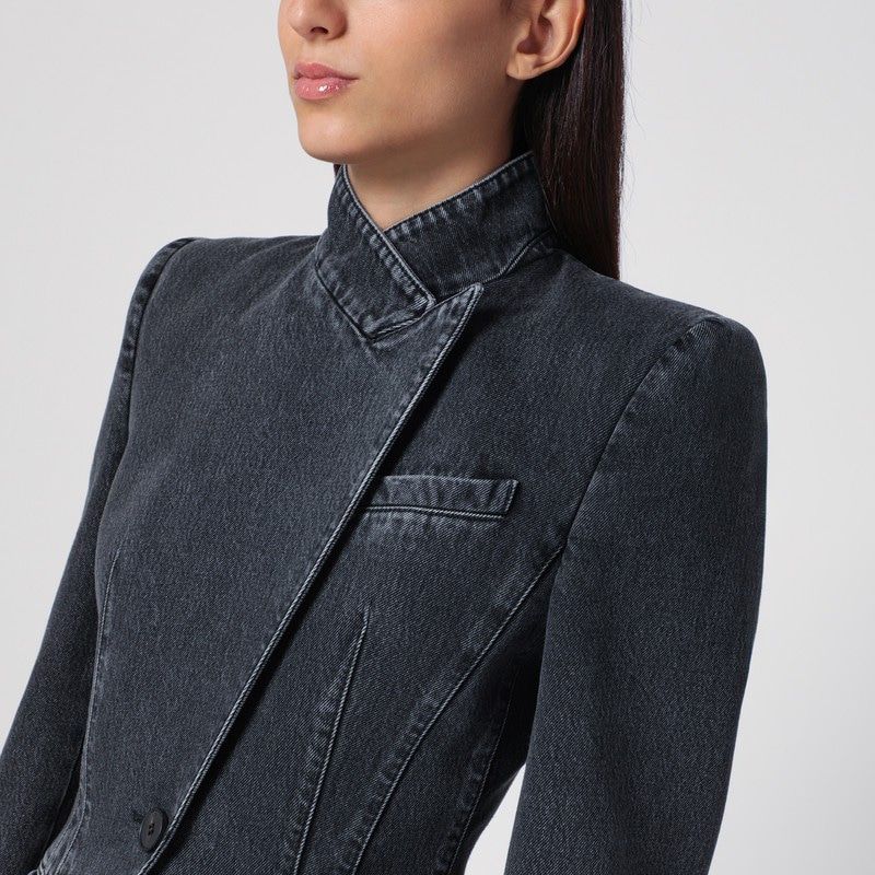 ALEXANDER MCQUEEN Deconstructed Washed Denim Jacket for Women - FW24