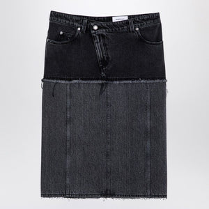 ALEXANDER MCQUEEN Two-Tone Midi Denim Skirt