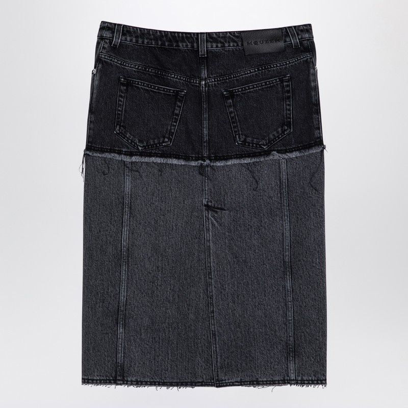 ALEXANDER MCQUEEN Two-Tone Midi Denim Skirt