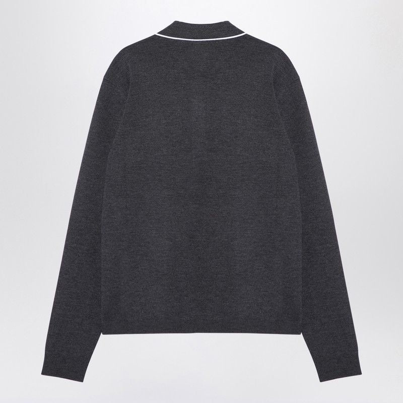 GUCCI Wool Mélange Long Sleeve Polo Shirt