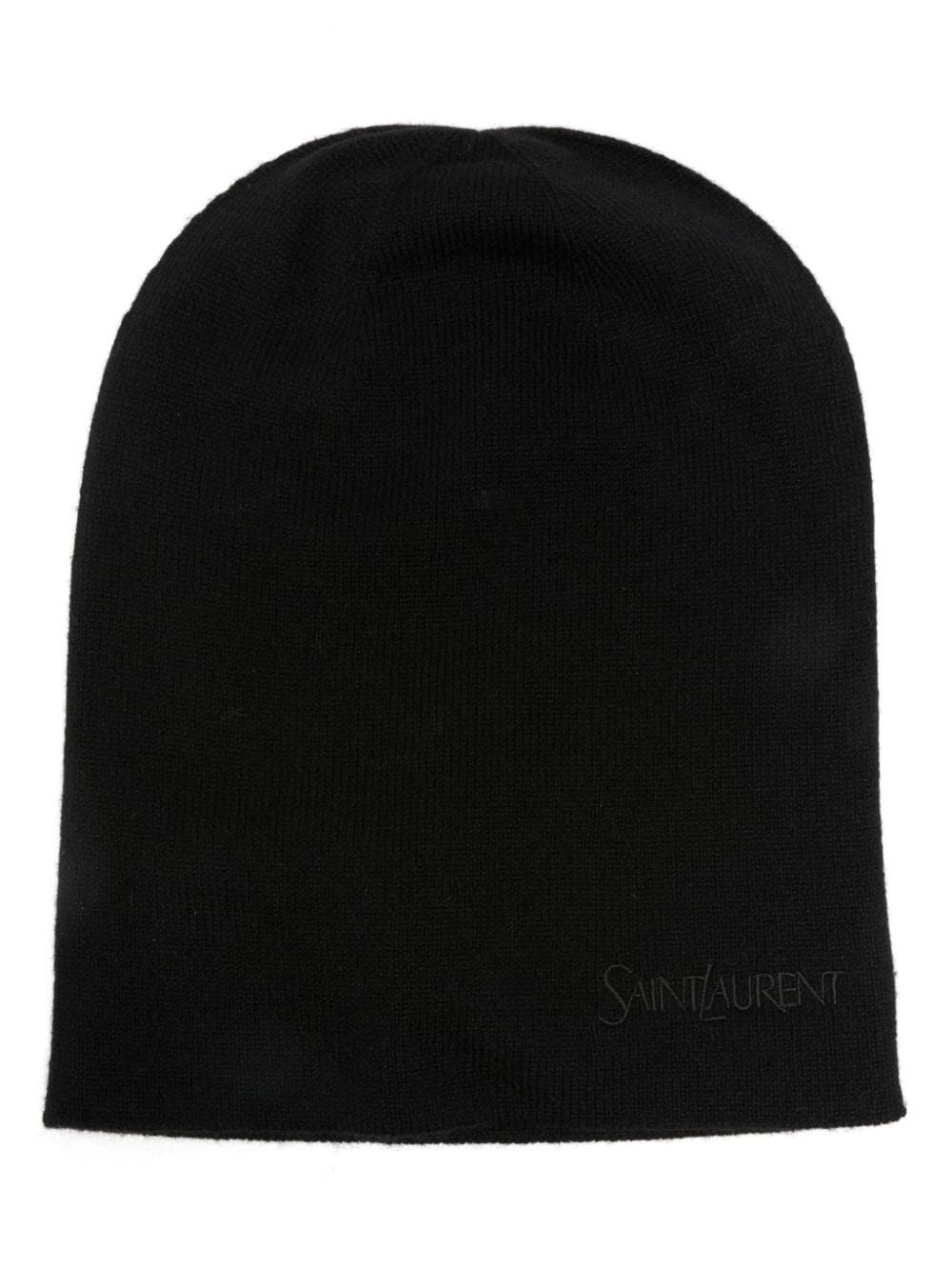 SAINT LAURENT Wool Beanie with Embroidered Logo