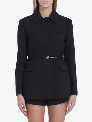 GUCCI Elegant Wool Crepe Jacket with Belt