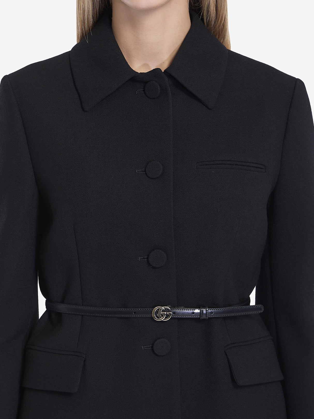 GUCCI Elegant Wool Crepe Jacket with Belt