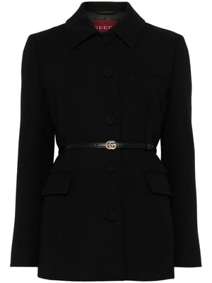 GUCCI Elegant Wool Jacket with Detachable Waist Belt