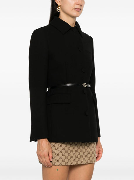 GUCCI Elegant Wool Jacket with Detachable Waist Belt