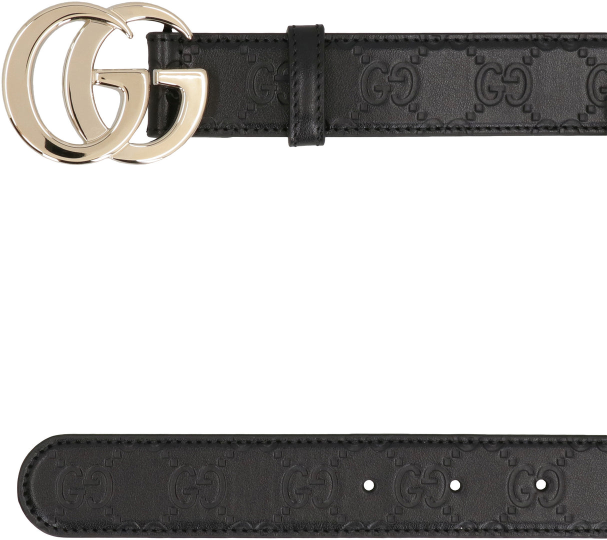 GUCCI Leather Belt with Signature Motif - 3 cm Height