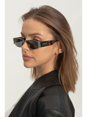 SAINT LAURENT Square Frame Sunglasses with Grey Tinted Lenses