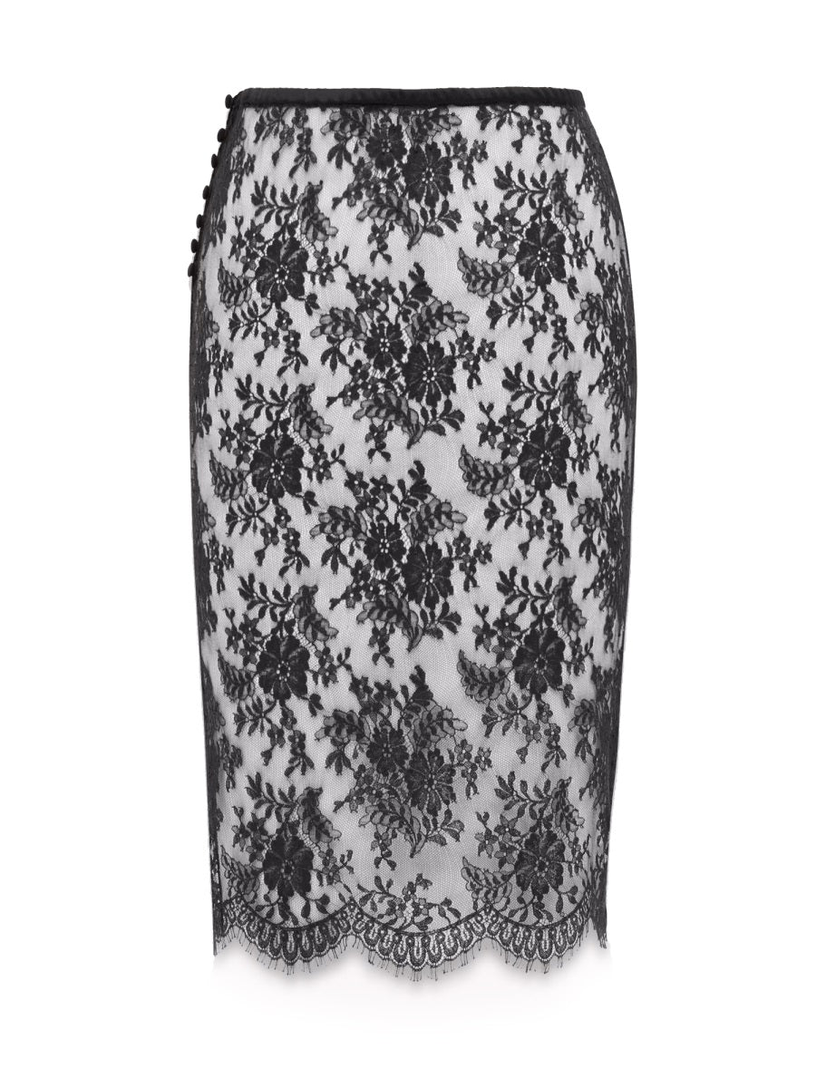 SAINT LAURENT Lace Wrap Pencil Skirt - Regular Fit, Size 38