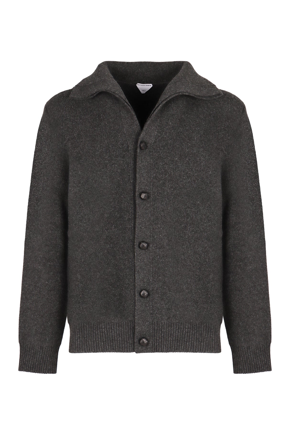 BOTTEGA VENETA Classic Wool Cardigan with Leather Knot Buttons - Regular Fit