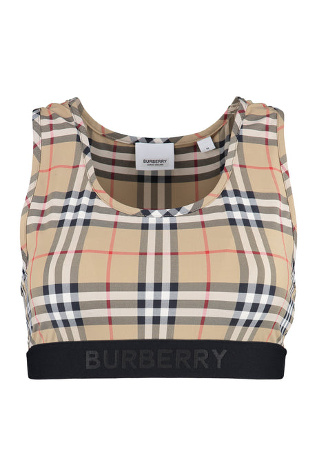 BURBERRY Beige Checked Printed Top - Women's Fashion