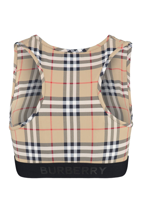 BURBERRY Beige Checked Printed Top - Women's Fashion