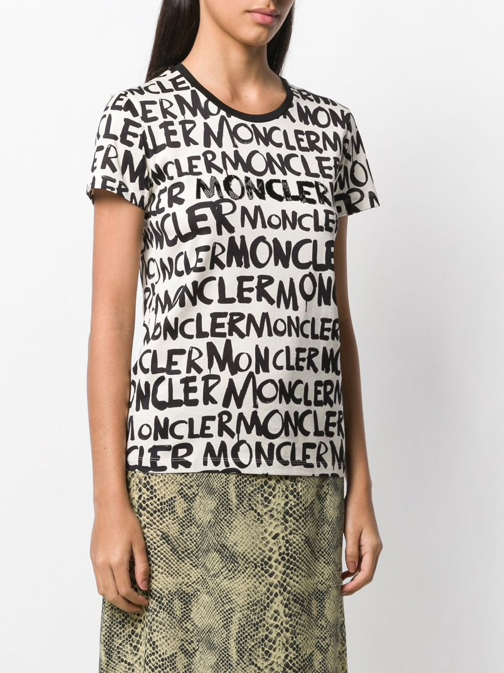 MONCLER Allover Logo Short Sleeve T-Shirt for Women