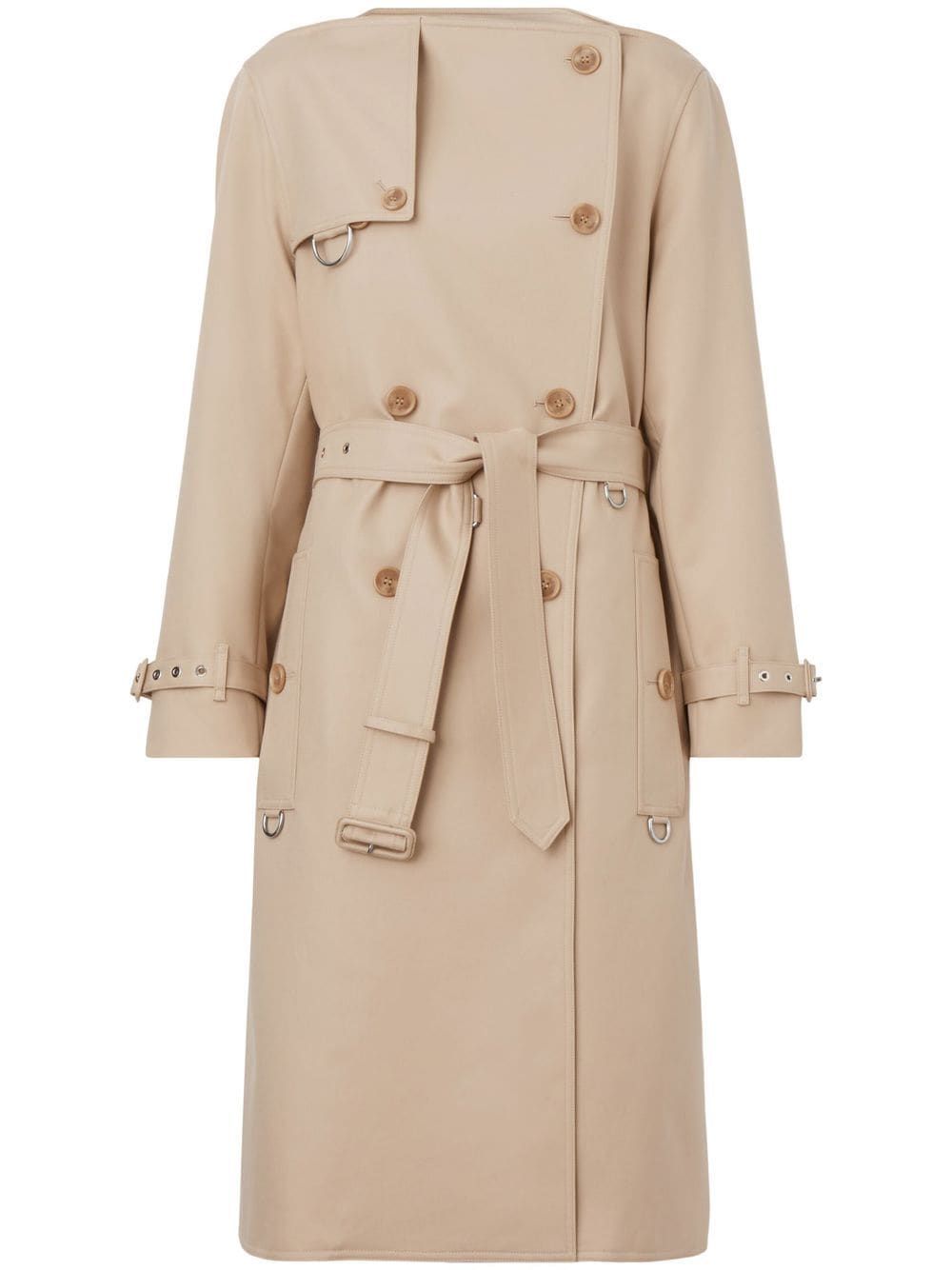 BURBERRY Beige Cotton Raincoat - Women's Double-Breasted Outerwear for SS22