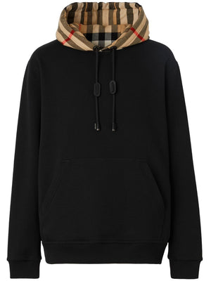 BURBERRY Checkered Hood Cotton Hoodie