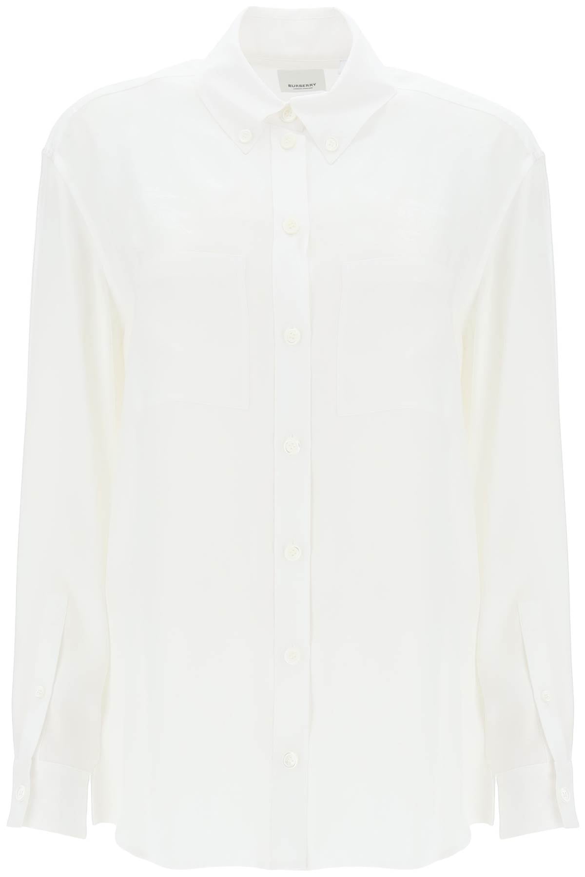 BURBERRY Fluid Silk Twill Shirt with Tonal Jacquard EKD Pattern for Women