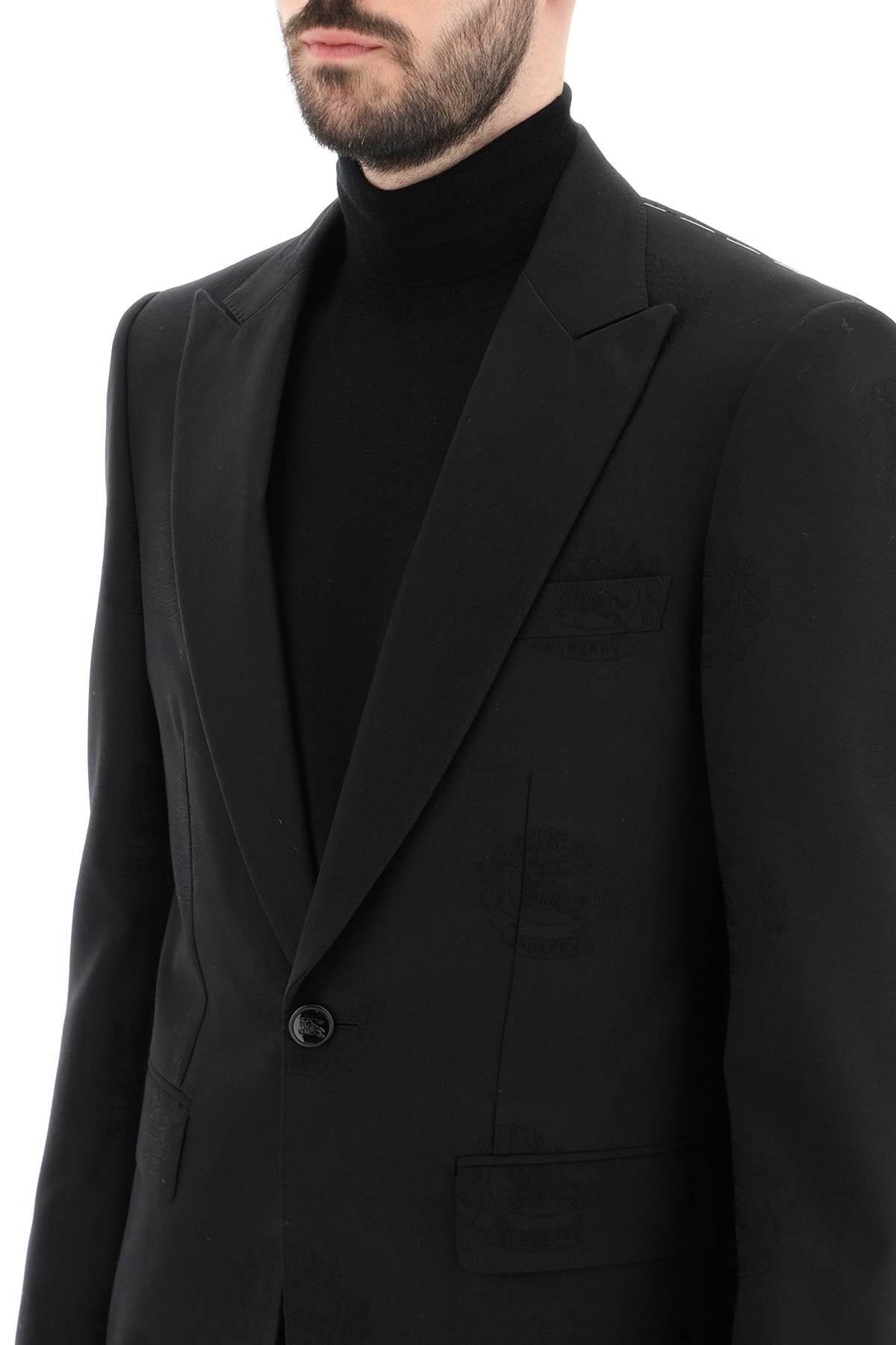 BURBERRY Tailored Tuxedo Jacket with Jacquard Details for Men