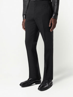 BURBERRY Men's Black Jacquard Tuxedo Trousers - SS23