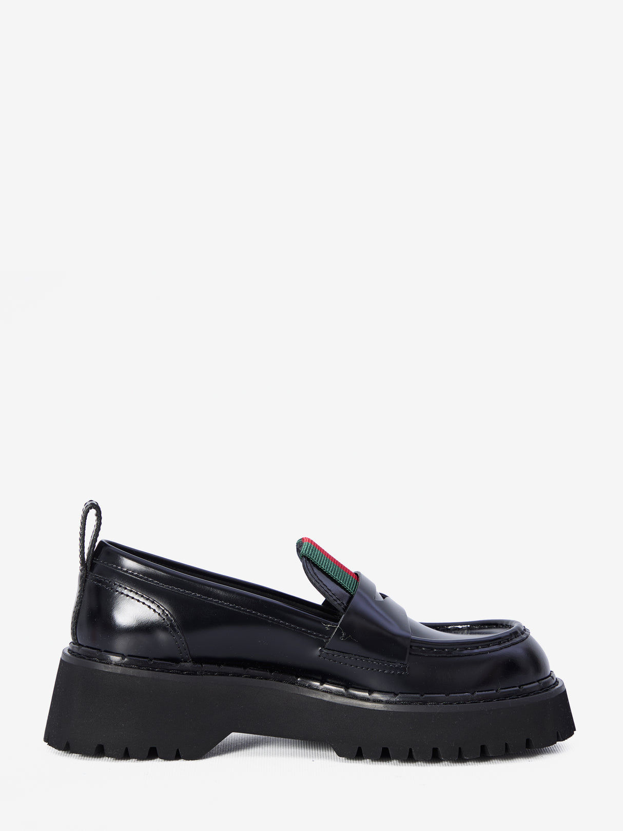 GUCCI Luxe Mini Leather Loafers with Signature Stripes