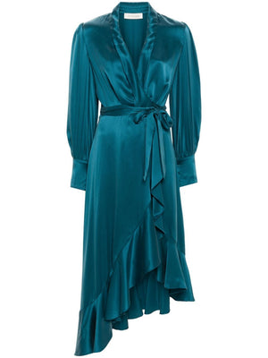 ZIMMERMANN Silk Mini Dress in Rich Teal