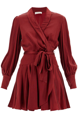 ZIMMERMANN Elegant Silk Wrap Mini Dress with Stylish Balloon Sleeves