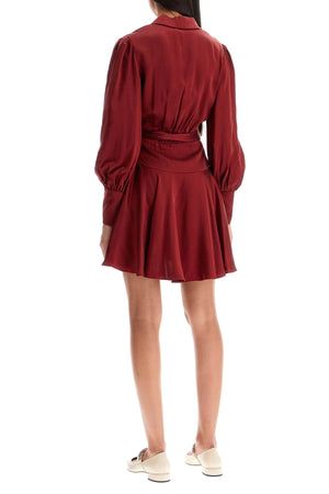 ZIMMERMANN Elegant Silk Wrap Mini Dress with Stylish Balloon Sleeves