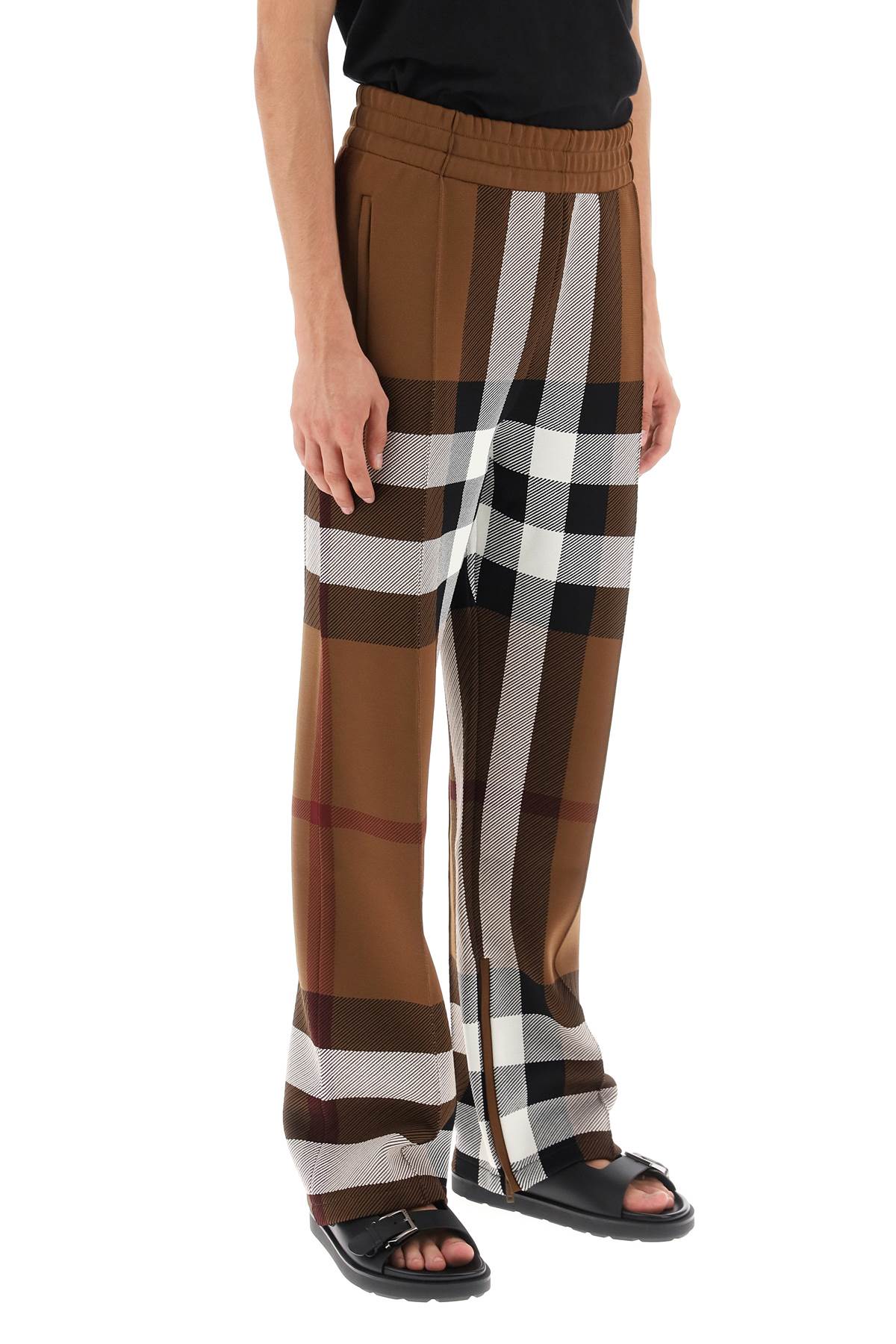 BURBERRY Men's Brown Check Straight-Leg Track Pants for FW23