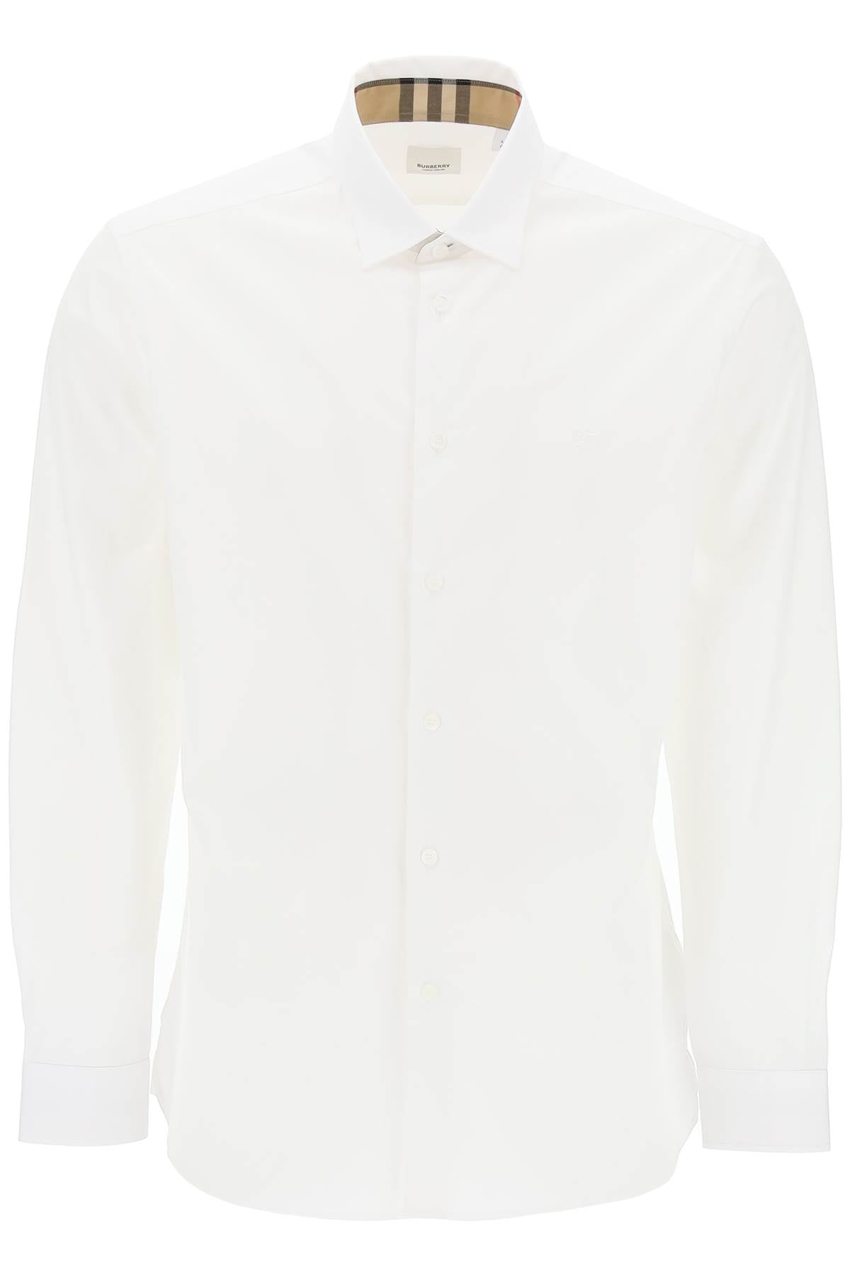 BURBERRY Men's Button-Up Cotton Shirt in Optical White - SS24