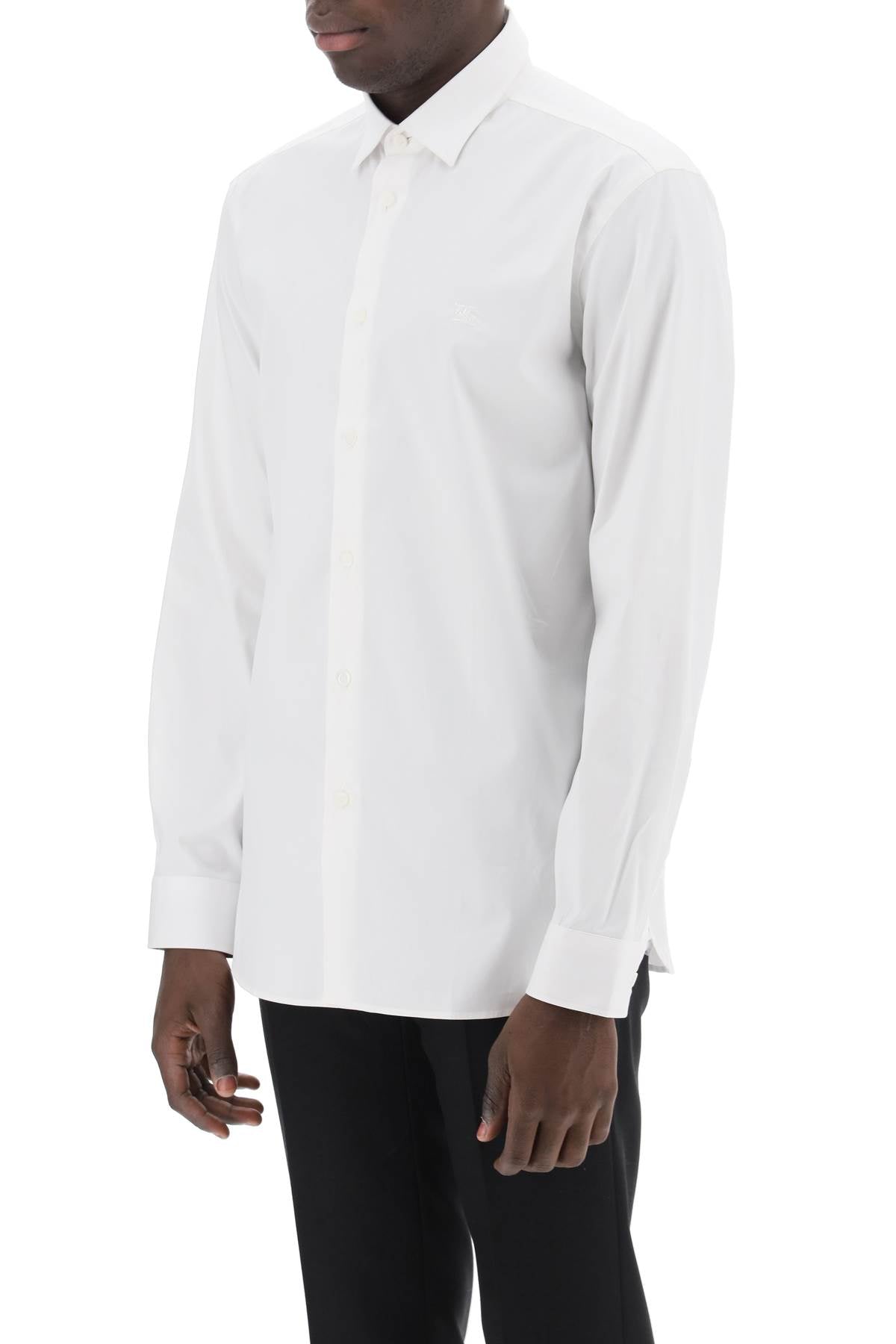 BURBERRY Men's Button-Up Cotton Shirt in Optical White - SS24