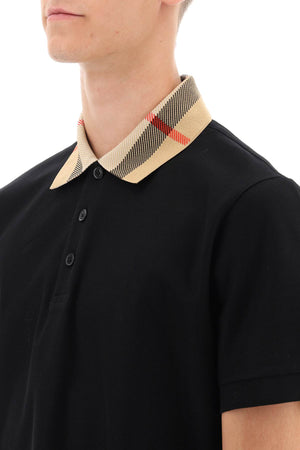 BURBERRY Classic Check Collar Cotton Polo Shirt for Men - FW24