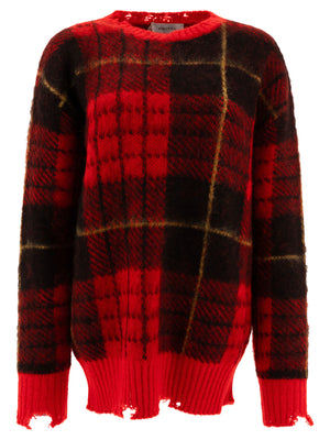 ALEXANDER MCQUEEN Oversized Tartan Distressed Sweater - Fall/Winter 2024