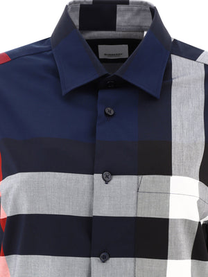 BURBERRY Men's Long Sleeve Blue Shirt - SS24 Collection