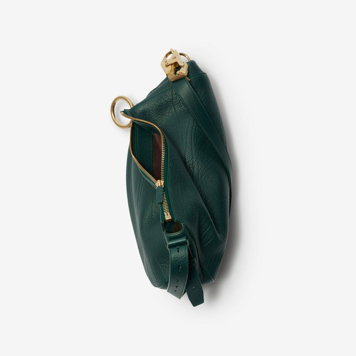 BURBERRY Green Pebbled Calfskin Medium Handbag with Gold-Tone Hardware and Suede Lining