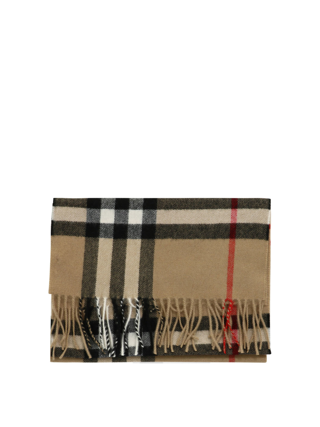 BURBERRY Luxurious Cashmere Scarf with Giant Check Motif and Fringed Hems