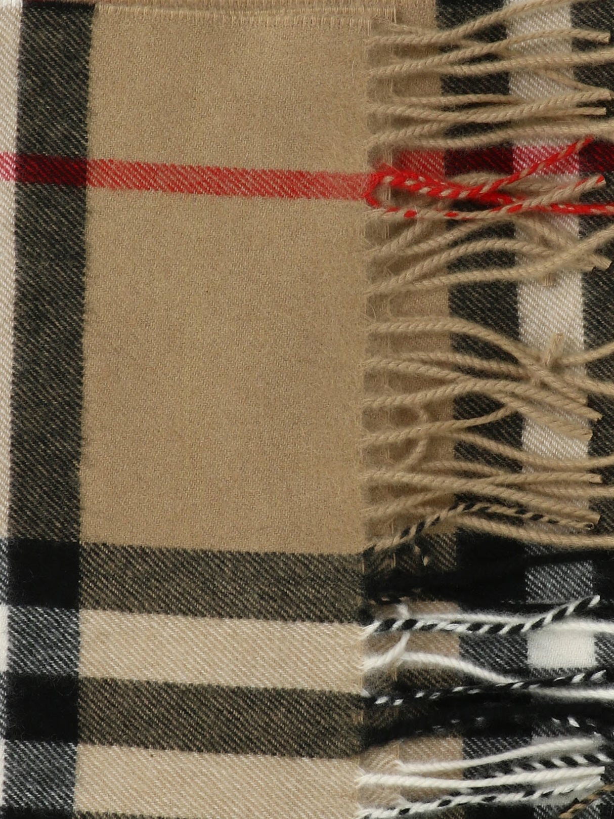 BURBERRY Luxurious Cashmere Scarf with Giant Check Motif and Fringed Hems