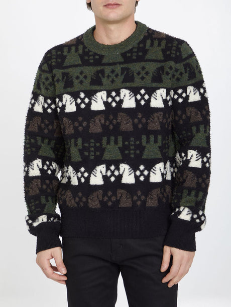 BURBERRY Men's Chess Pattern Wool Blend Sweater