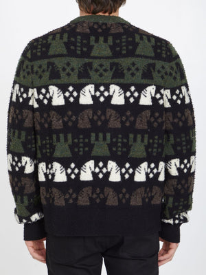 BURBERRY Men's Chess Pattern Wool Blend Sweater