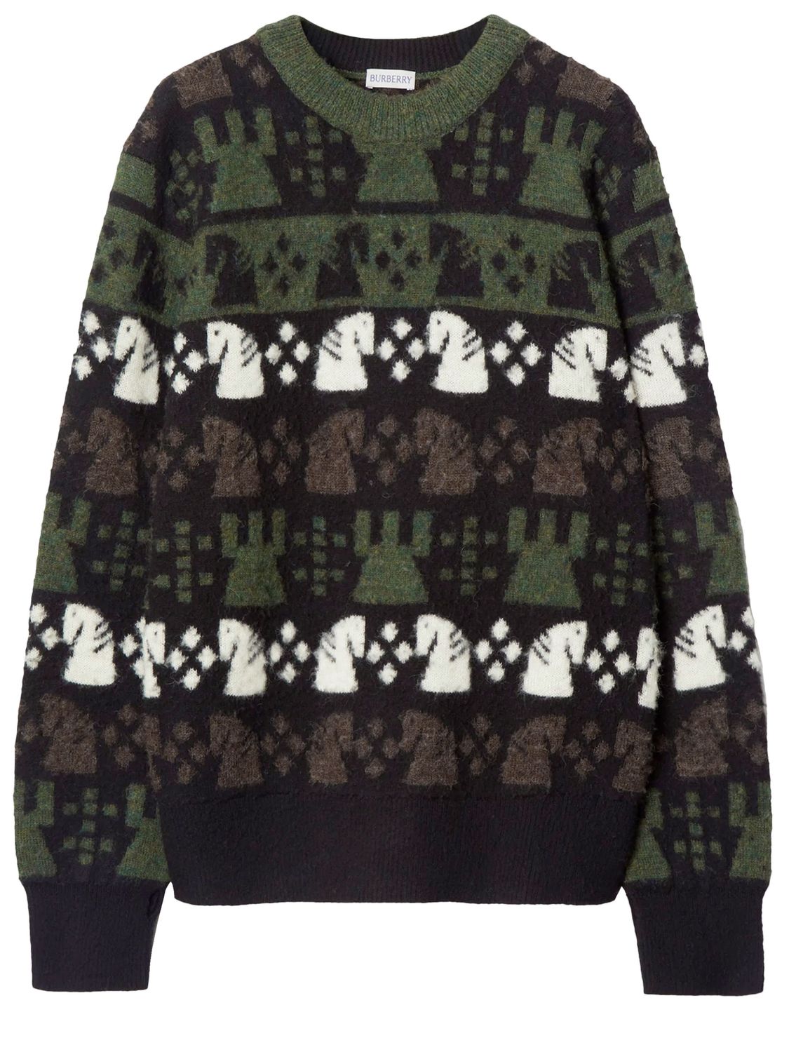 BURBERRY Men's Chess Pattern Wool Blend Sweater