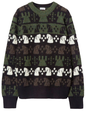 BURBERRY Men's Chess Pattern Wool Blend Sweater