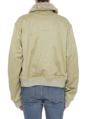 BURBERRY Beige Zipped Bomber Jacket for Men