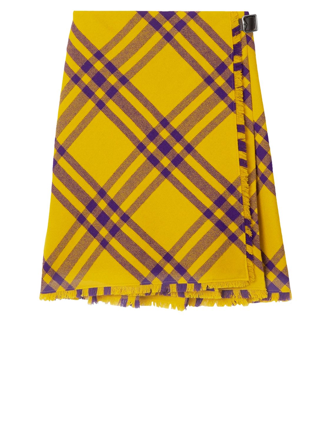 BURBERRY Yellow and Purple Check Wool Kilt for Women