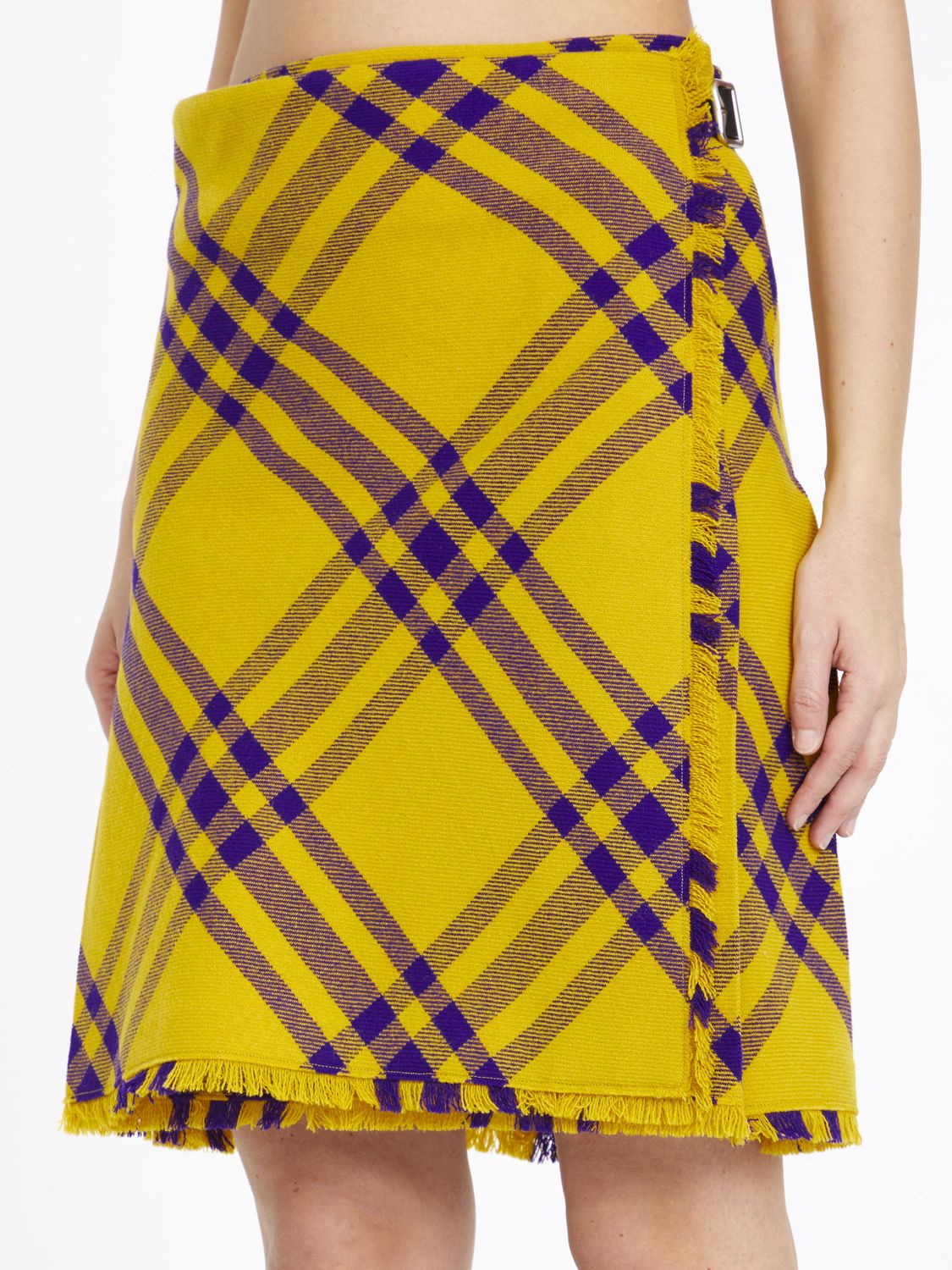 BURBERRY Yellow and Purple Check Wool Kilt for Women