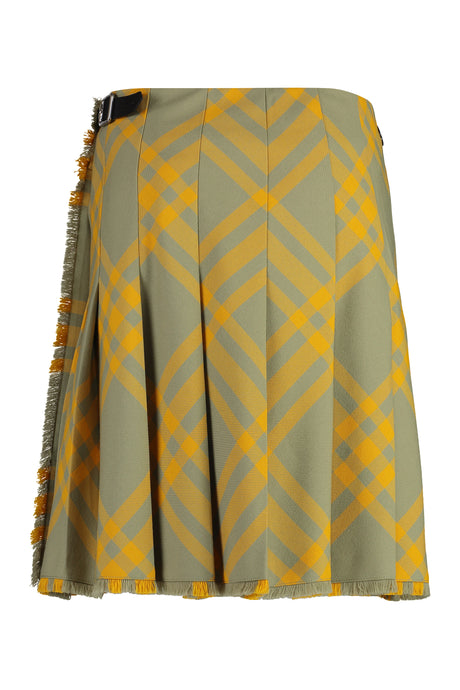 BURBERRY Green Checkered Wrap Skirt for Women