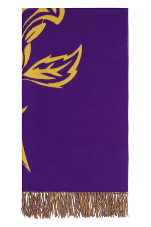 BURBERRY Luxurious Cashmere Fringed Scarf for Men - Purple