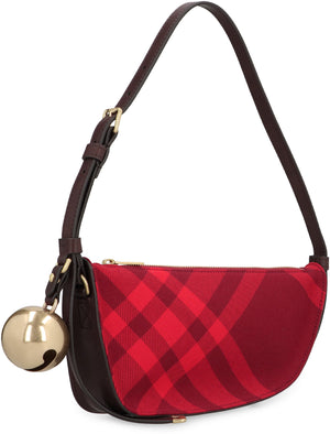 BURBERRY Luxurious Red Fabric Handbag with Gold Hardware and Adjustable Straps