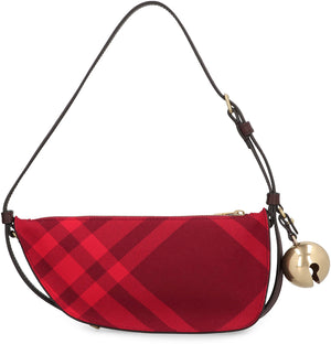 BURBERRY Luxurious Red Fabric Handbag with Gold Hardware and Adjustable Straps