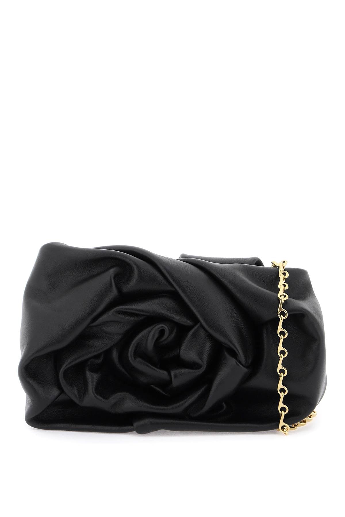 BURBERRY Black Rose Mini Leather Crossbody Bag with Chain Strap and Gold-Tone Accents