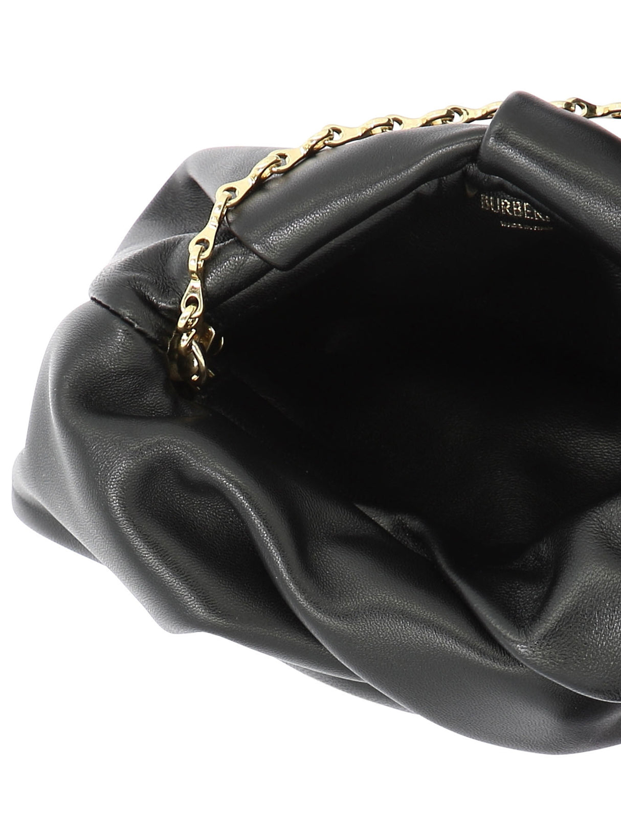 BURBERRY Black Rose Mini Leather Crossbody Bag with Chain Strap and Gold-Tone Accents